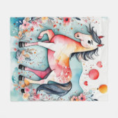 可愛いフローラ馬 フリースブランケット (正面(横))