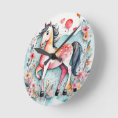 可愛いフローラ馬 ラウンド壁時計 (傾斜)