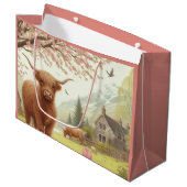 可愛いフローラ/春ハイランド牛 ラージペーパーバッグ (正面アングル)