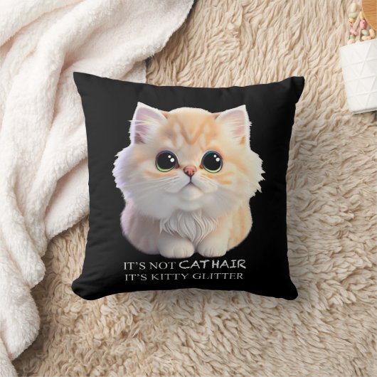 可愛いフワフワのオレンジと白い子猫 クッション (ブランケット)