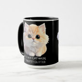 可愛いフワフワのオレンジと白い子猫 マグカップ (正面左)