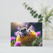 可愛いフワフワのクモ、ポストクロッシング ポストカード (スタンド正面)