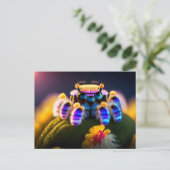 可愛いフワフワのクモ、ポストクロッシング ポストカード (スタンド正面)