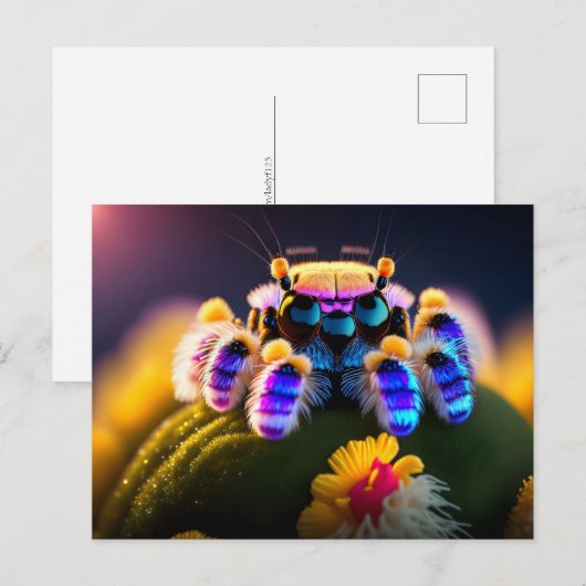 可愛いフワフワのクモ、ポストクロッシング ポストカード (正面/裏面)