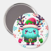 可愛いフワフワのクリスマスモンスターマグネット マグネット (正面/裏面)