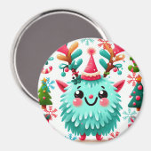 可愛いフワフワのクリスマスモンスターマグネット マグネット (正面/裏面)