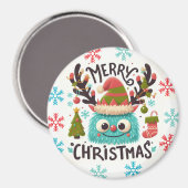 可愛いフワフワのクリスマスモンスターマグネット マグネット (正面/裏面)