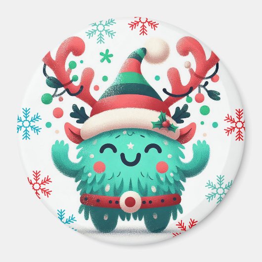 可愛いフワフワのクリスマスモンスターマグネット マグネット (正面)