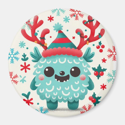 可愛いフワフワのクリスマスモンスターマグネット マグネット (正面)