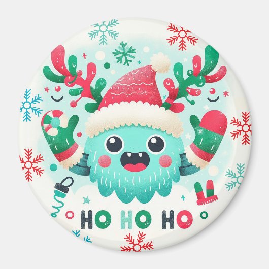 可愛いフワフワのクリスマスモンスターマグネット マグネット (正面)