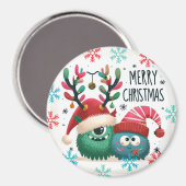 可愛いフワフワのクリスマスモンスターマグネット マグネット (正面/裏面)