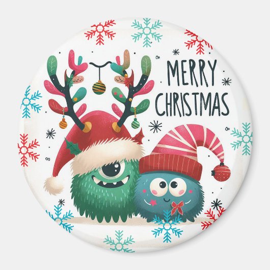 可愛いフワフワのクリスマスモンスターマグネット マグネット (正面)