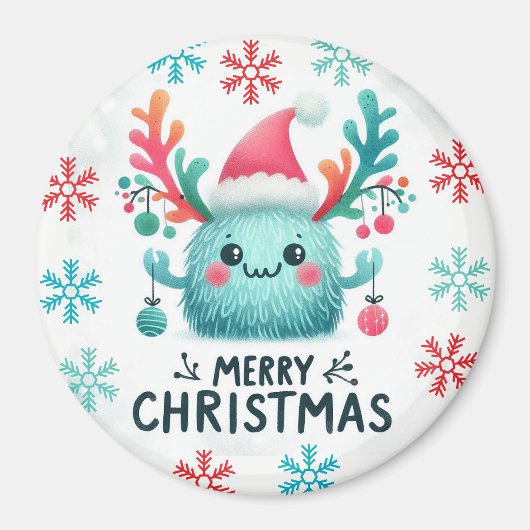 可愛いフワフワのクリスマスモンスターマグネット マグネット (正面)