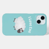 可愛いフワフワのラムおもしろいマンガ私はあなたを愛する青 Case-Mate iPhoneケース (裏面 (横))