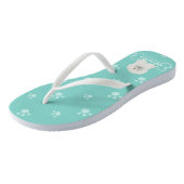 可愛いフワフワ白ポードルパピードッグラバーモノグラム ビーチサンダル (アングル)