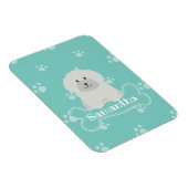 可愛いフワフワ白ポードルパピードッグラバーモノグラム マグネット (右側)