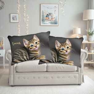 可愛いフワフワ虎猫子猫、personalizable アクセントクッション