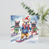 可愛いブおもしろいルフランスのドッグクリスマス シーズンカード (スタンド正面)