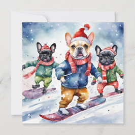 可愛いブおもしろいルフランスのドッグクリスマス シーズンカード