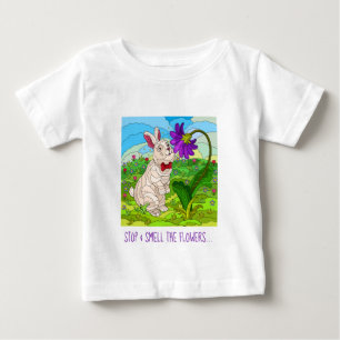 可愛いブウニストップー、花の香り! ベビーTシャツ