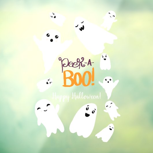 可愛いブックスクリプトを覗くハロウィーンおもしろい幽霊 ウィンドウサイン (シート3)