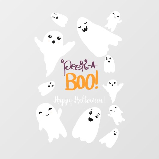 可愛いブックスクリプトを覗くハロウィーンおもしろい幽霊 ウィンドウサイン (シート)