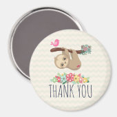 可愛いブラウンぶら下がったナマケモノの逆さありがとう マグネット (正面/裏面)