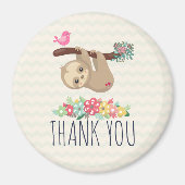 可愛いブラウンぶら下がったナマケモノの逆さありがとう マグネット (正面)