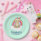 可愛いブラウンめい想スロッスがクラウド誕生日 ペーパープレート (パーティー)