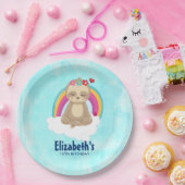 可愛いブラウンめい想スロッスがクラウド誕生日 ペーパープレート (パーティー)