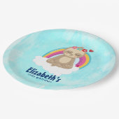 可愛いブラウンめい想スロッスがクラウド誕生日 ペーパープレート (アングル)