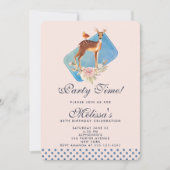 可愛いブラウンウォーターカラーディアバースデーパーティー 招待状 (正面)