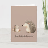 可愛いブラウンクリームハリネズミ最高のの友達 カード (正面)