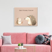 可愛いブラウンクリームハリネズミ最高のの友達 キャンバスプリント (インサイチュ (リビング))