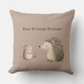 可愛いブラウンクリームハリネズミ最高のの友達 クッション (正面)