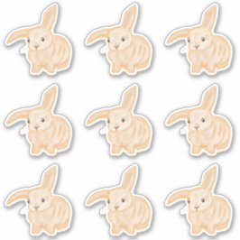 可愛いブラウンバニーラビット – 9xカットアウト。 シール