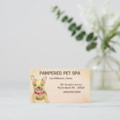 可愛いブラウンブルドッグペットトリマー名刺 名刺 (スタンド正面)