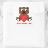 可愛いブラウンベアハート愛するバレンタインデー スクエアシール (バッグ)