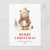 可愛いブラウンベアミリークリスマスホリデーハガキ シーズンポストカード (正面)