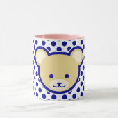 可愛いブラウンベージュブルーテディベア漫画アート マグカップ (中央)