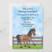 可愛いブラウンホースボーイズ誕生日パーティー 招待状 (正面)