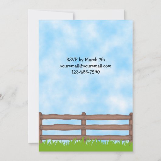 可愛いブラウンホースボーイズ誕生日パーティー 招待状 (裏面)