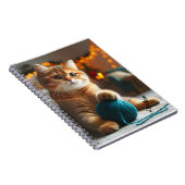 可愛いブラウン白い猫スパイラルノート ノートブック (右側)