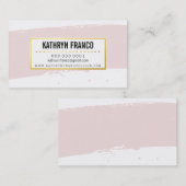 可愛いブラシスタイリッシュ線色彩の鮮やか淡い色のピンク金ゴールド 名刺 (正面/裏面)