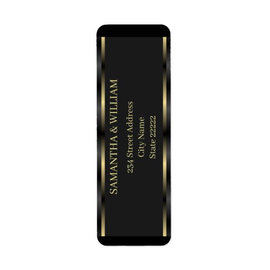 可愛いブラックと金ゴールド幾何学差出人住所ラベル ラベル (正面)