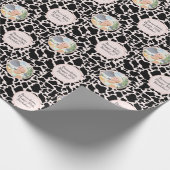 可愛いブラックオンピンクコウィドプリント写真気持ち ラッピングペーパー (角)