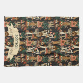 可愛いブラックコテージコアフローラキノコ型 キッチンタオル (横)