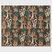 可愛いブラックコテージコアフローラキノコ型 ラッピングペーパー (フラット)