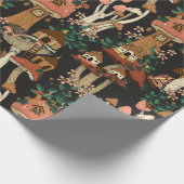 可愛いブラックコテージコアフローラキノコ型 ラッピングペーパー (角)