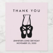 可愛いブラックバレエスリッパEn Pointeありがとう ワインラベル (シングルラベル)